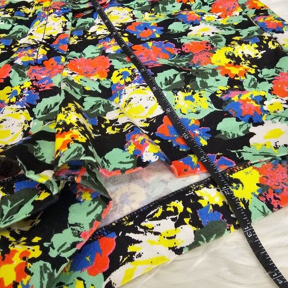 Floral Print Stretch Shorts – by J.Crew Green Black Summer Cotton Blend Sz 8 - Picture 6 of 8